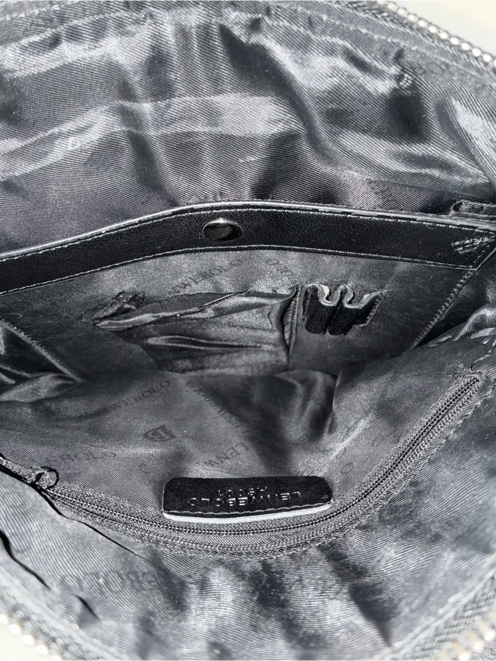 Lenwe Bolo Made in Italy Black Vegan Leather Messenger Crossbody